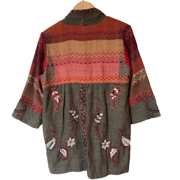 Soft Surroundings Izmir Wool Patchwork Floral embroidered Cardigan Jacke… - Picture 5 of 12